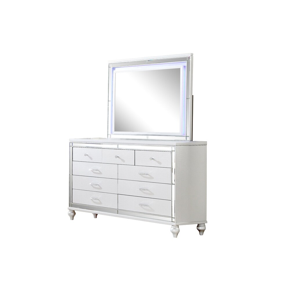 Sterling 4PC/5PC Contemporary Bedroom Set with Mirror Accents and LED Enhancements