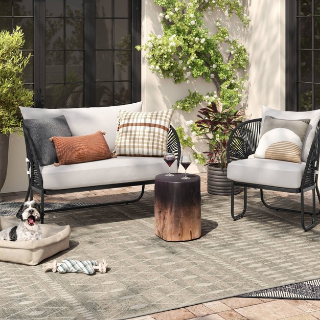 Neutral Moroccan Rectangular Woven Indoor Outdoor Rug