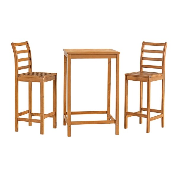 Brandon Acacia Wood Outdoor Bar Height Bistro Set，Set of 3