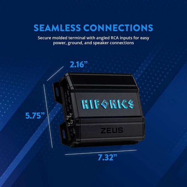 Hifonics Zeus Delta 750 Watt Compact 4 Channel Nickel Plated Mobile Car Audio Amplifier With Auto Turn On Feature Zd 750 4d Black