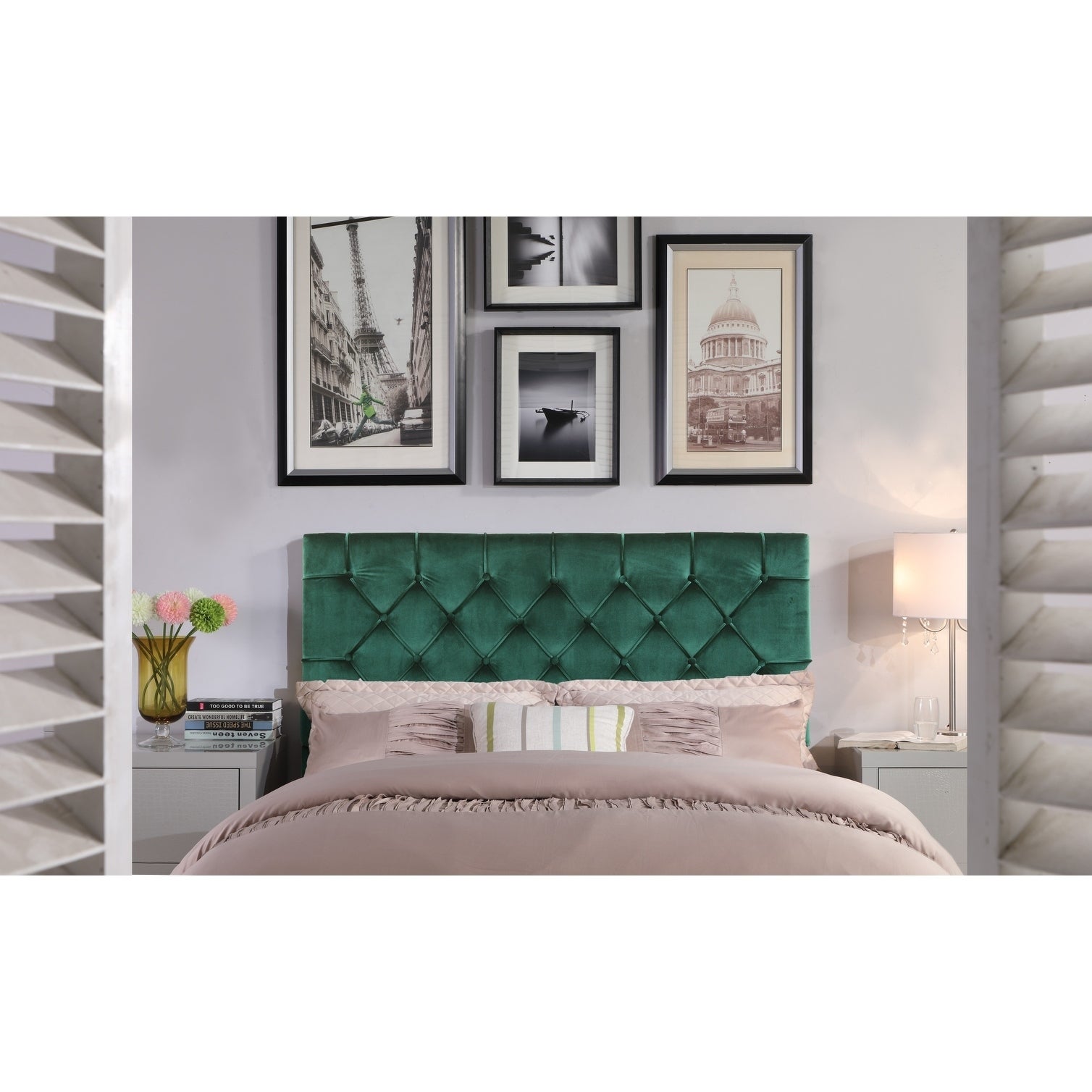 Chic Home Emer Velvet Upholstered Diamond-tufted Headboard - - 21529728