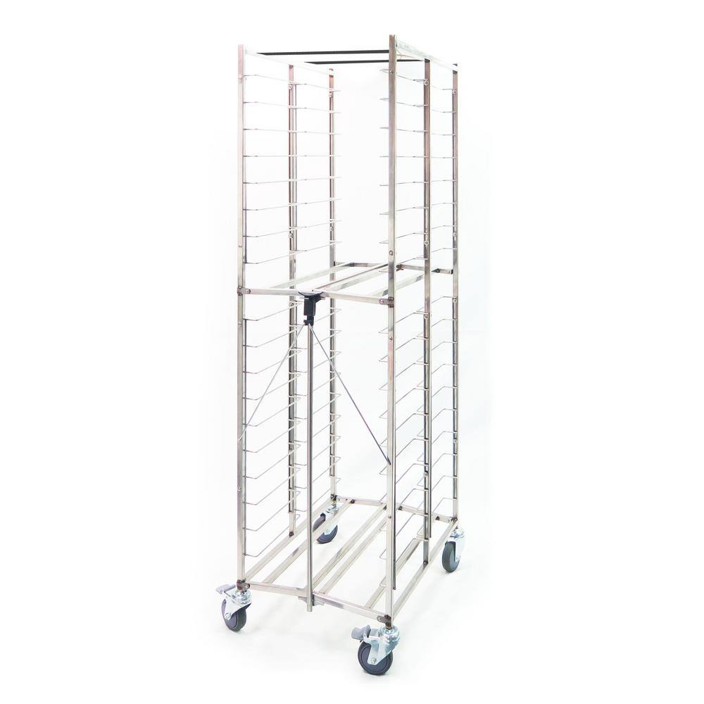 Master Grade 304 Stainless Steel Folding End load Pan Rack with 4 in. ball bearing caster with break PR-7000