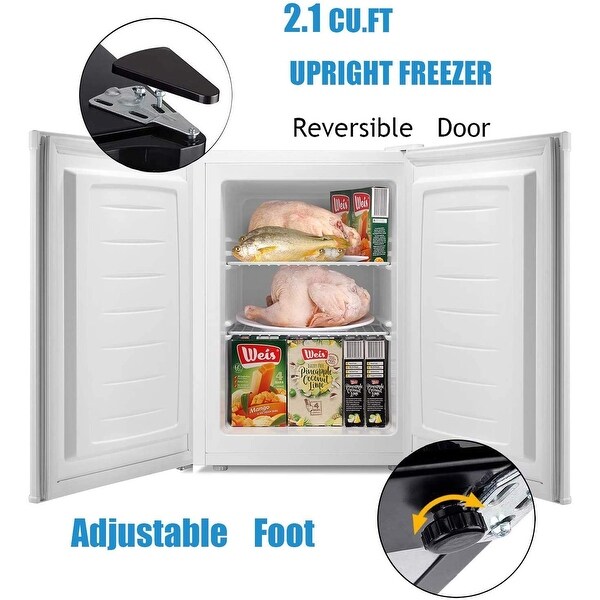 2.1 cu.Compact Upright Freezer Reversible Stainless Steel Door