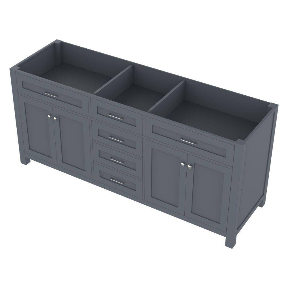 Alya Bath Norwalk 71 in. W x 21.5 in. D x 33.45 in. H Bath Vanity Cabinet without Top in Gray HE-101-72D-G