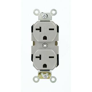 Leviton 20 Amp Industrial Grade Heavy Duty Self Grounding Duplex Outlet Gray 5462-GY