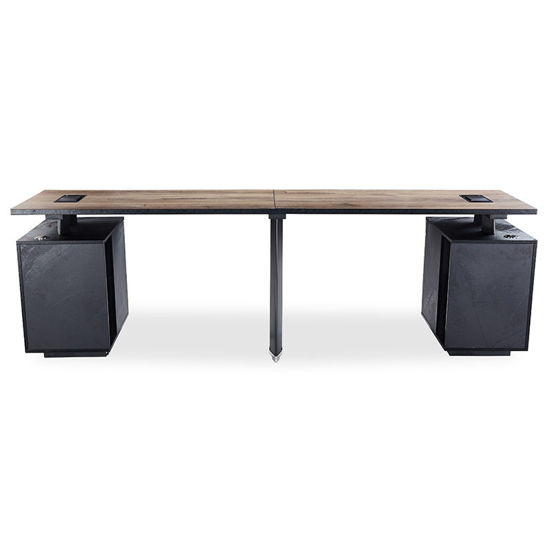 ARTO 2 People Workstation with 2 Cabinets  2.4M - Warm Oak & Black