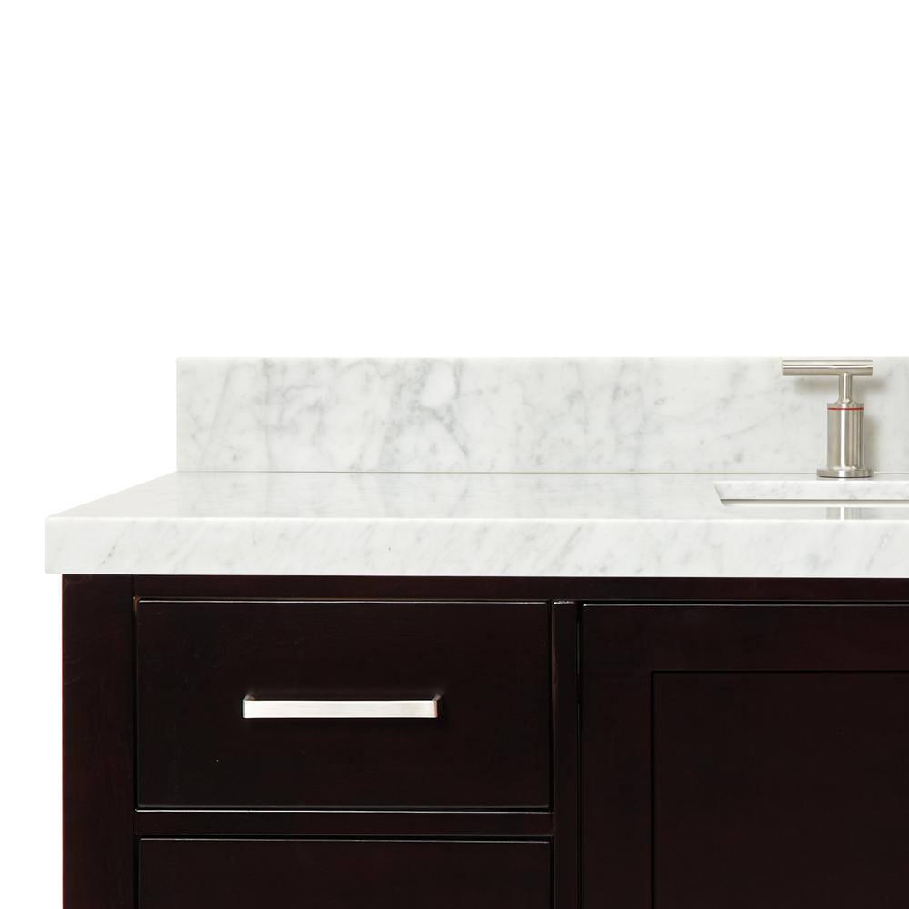 ARIEL Cambridge 55 in. Bath Vanity in Espresso with Marble Vanity Top in Carrara White with White Basin A055SCWRVOESP