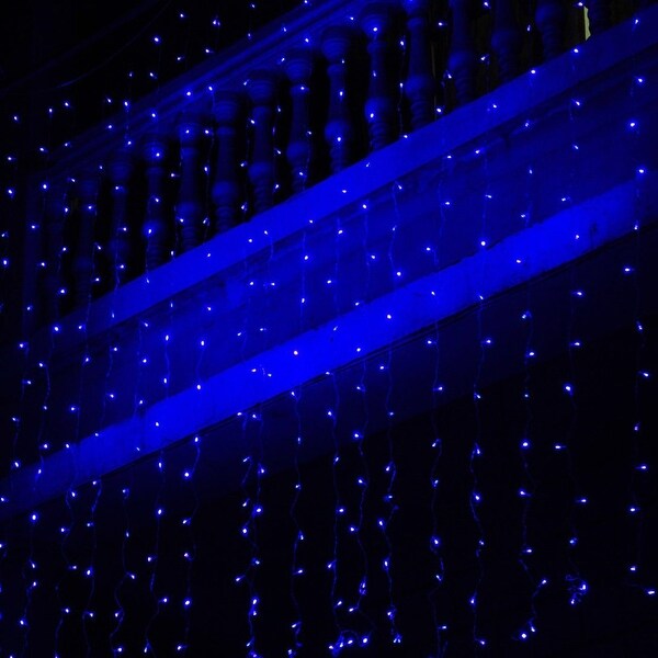 AGPtEK 3Mx3M 300 LED Starry Fairy Curtains Light with Power Controller Indoor/Outdoor Waterproof Blue