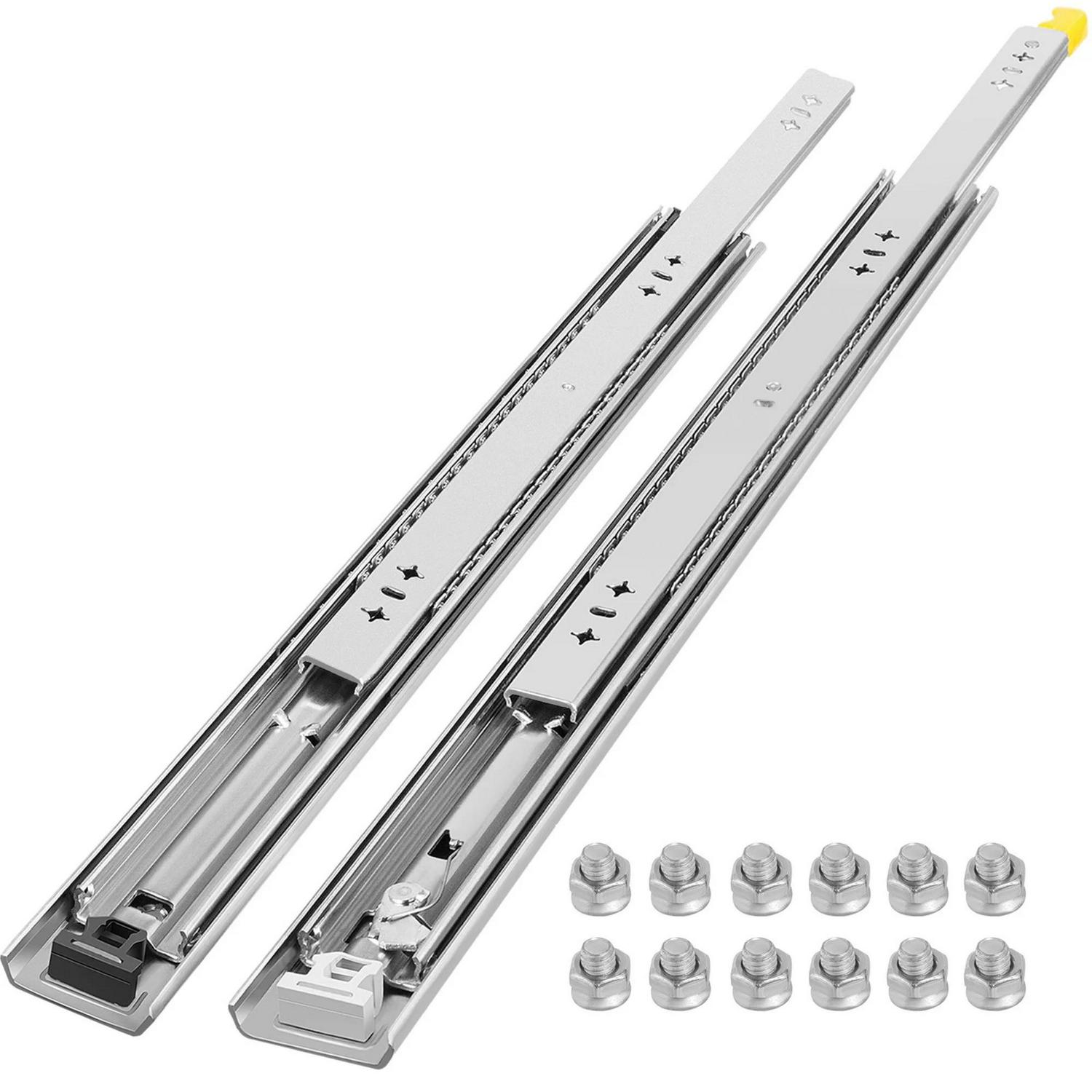 VEVOR 24 Heavy Duty Locking 250 LBS Capacity 2 PCS Three Section Full Extension Cold-Rolled Steel Industrial Drawer Slides