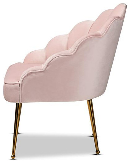 Baxton Studio Cinzia Glam and Luxe Light Pink Velvet Fabric Upholstered Gold...   Midcentury   Armchairs And Accent Chairs   by HedgeApple  Houzz