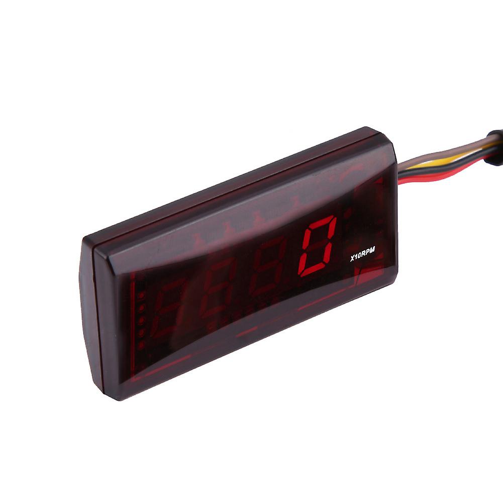 Motorcycle Led Digital Tachometer Speed Meter Dc 8-18v Red Backlight For Honda Yamaha Kawasaki