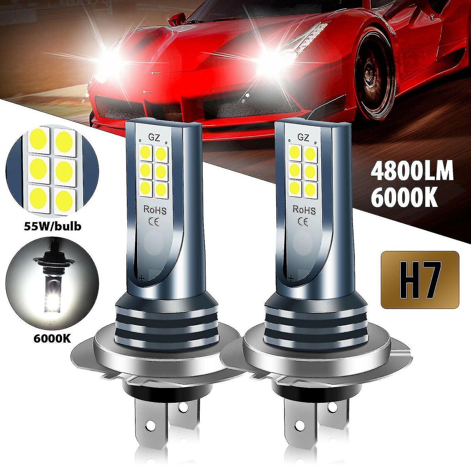 2 Pcs H7 Led Fog Light Bulb， White Bright High Power Led Fog Light Bulbs For Auto Motorcycle Cars Tr