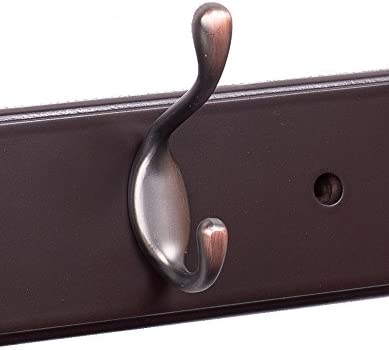 BirdRock Home Hook Coat and Hat Rack - 6 Hooks - 27 Inches - Wall Mount - Decorative Home Storage - Entryway Foyer Hallway Bathroom Bedroom Rail - Oil Rubbed Bronze Hooks - Dark Brown