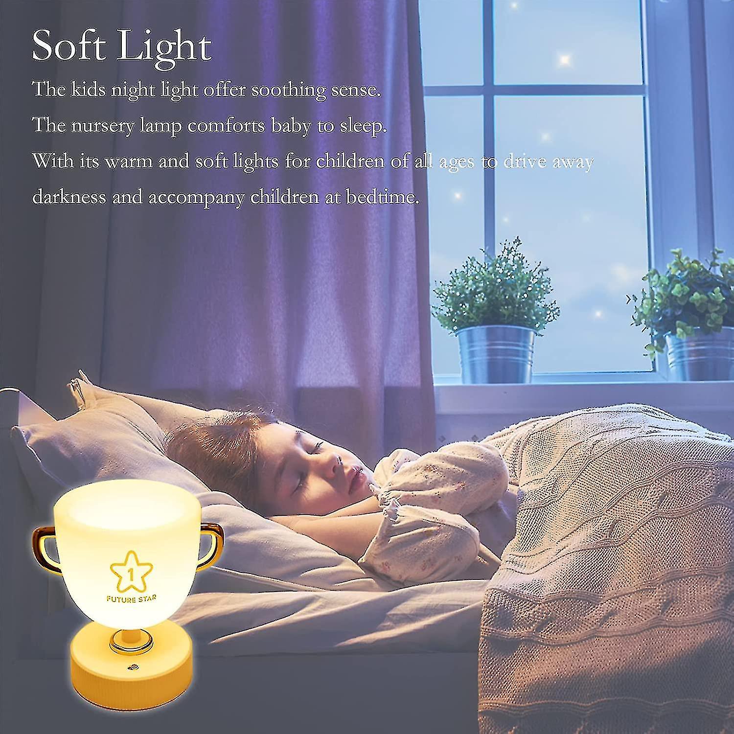 Liangnv Night Light For Kids， Champion Cup Cute Lamp， 10 Colors Kids Night Light For Kids Room， Usb