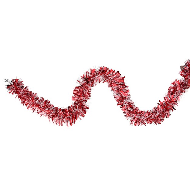 Unlit Red And Snowblush Cut Christmas Tinsel Garland