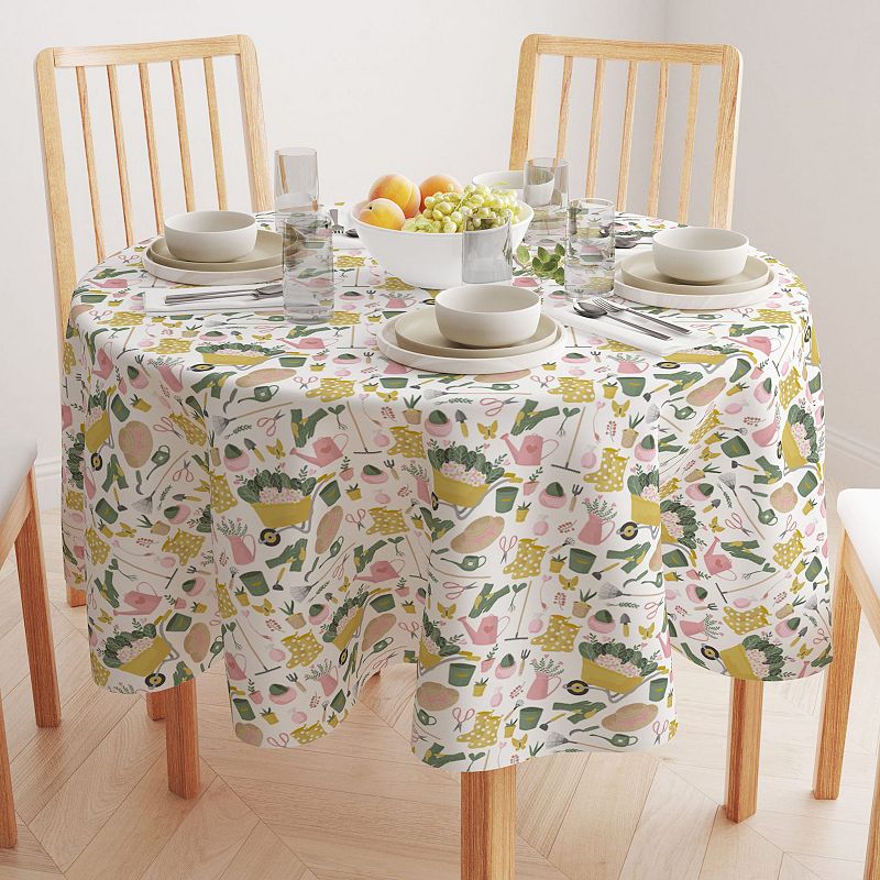 Round Tablecloth， 100% Polyester， 70 Round， In the Garden