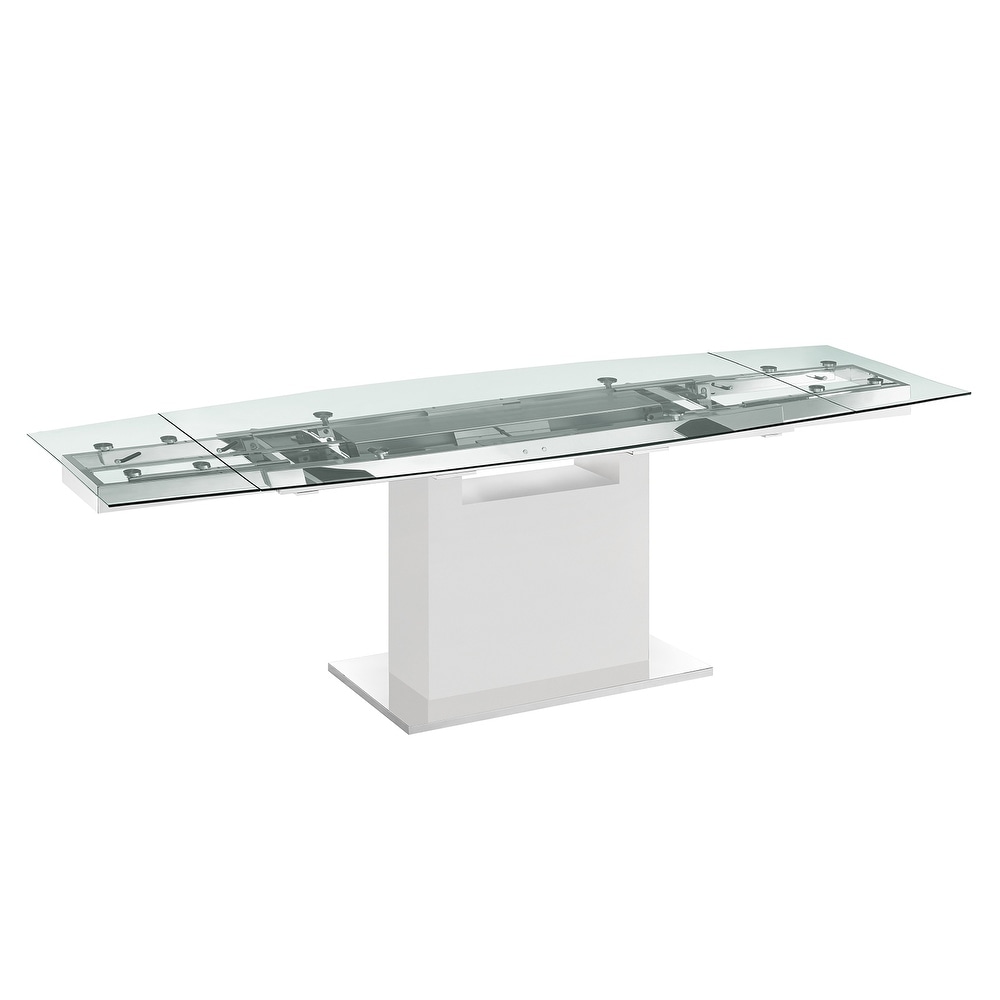 OLIVIA dining table with high gloss white lacquer base.