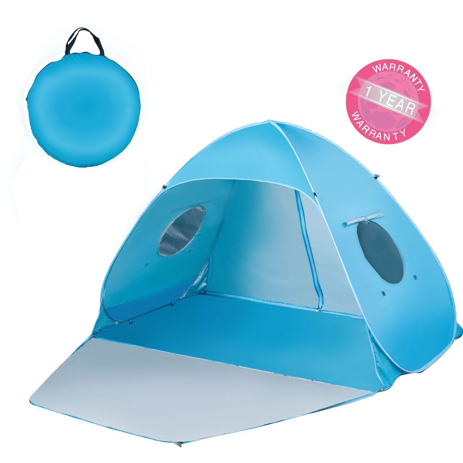 iCorer Extra Large Pop Up 3-Person Beach Tent， Light Blue