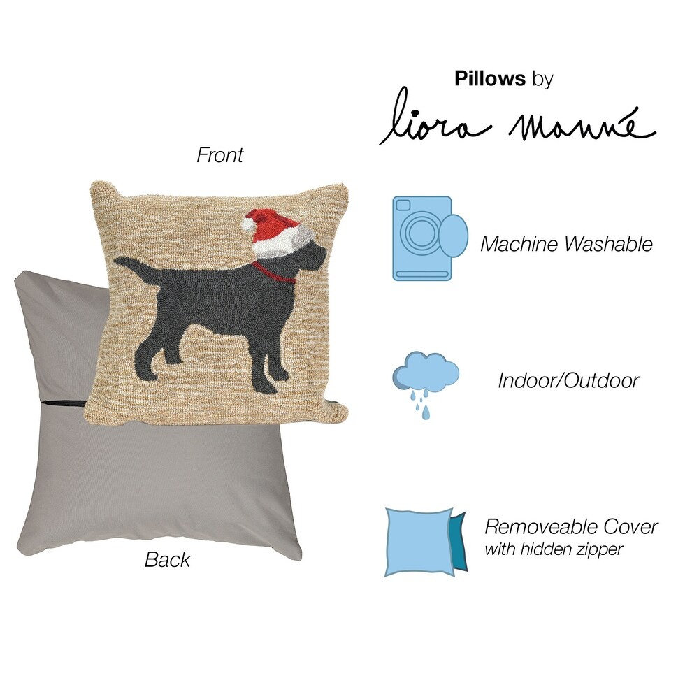 Liora Manne Frontporch Christmas Dog Indoor/Outdoor Pillow Neutral 18\