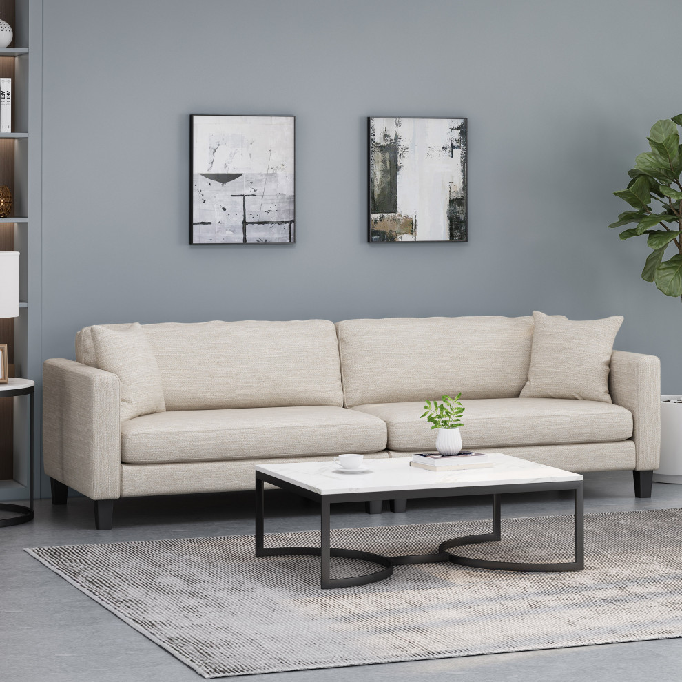 Brayan Contemporary 4 Seater Fabric Sofa With Accent Pillows   Transitional   Sofas   by GDFStudio  Houzz