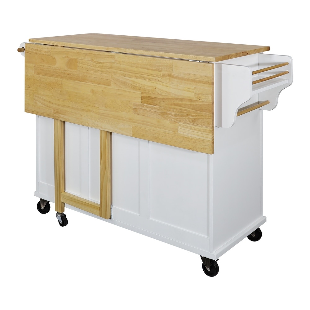 Rolling Kitchen Island Cart on Wheels w/ Drawers  Drop Leaf Breakfast Bar