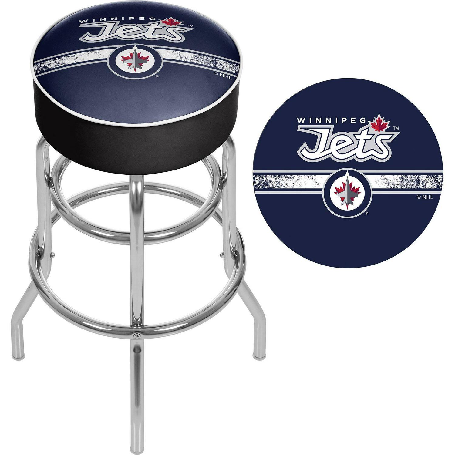 NHL Chrome Bar Stool with Swivel， Winnipeg Jets