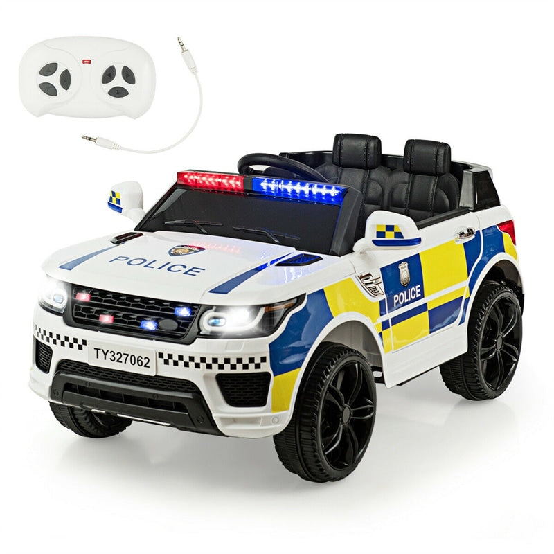 Kids Ride On Police Car 12V Battery Powered Electric Riding Toy Truck Car with LED Siren Flashing Light