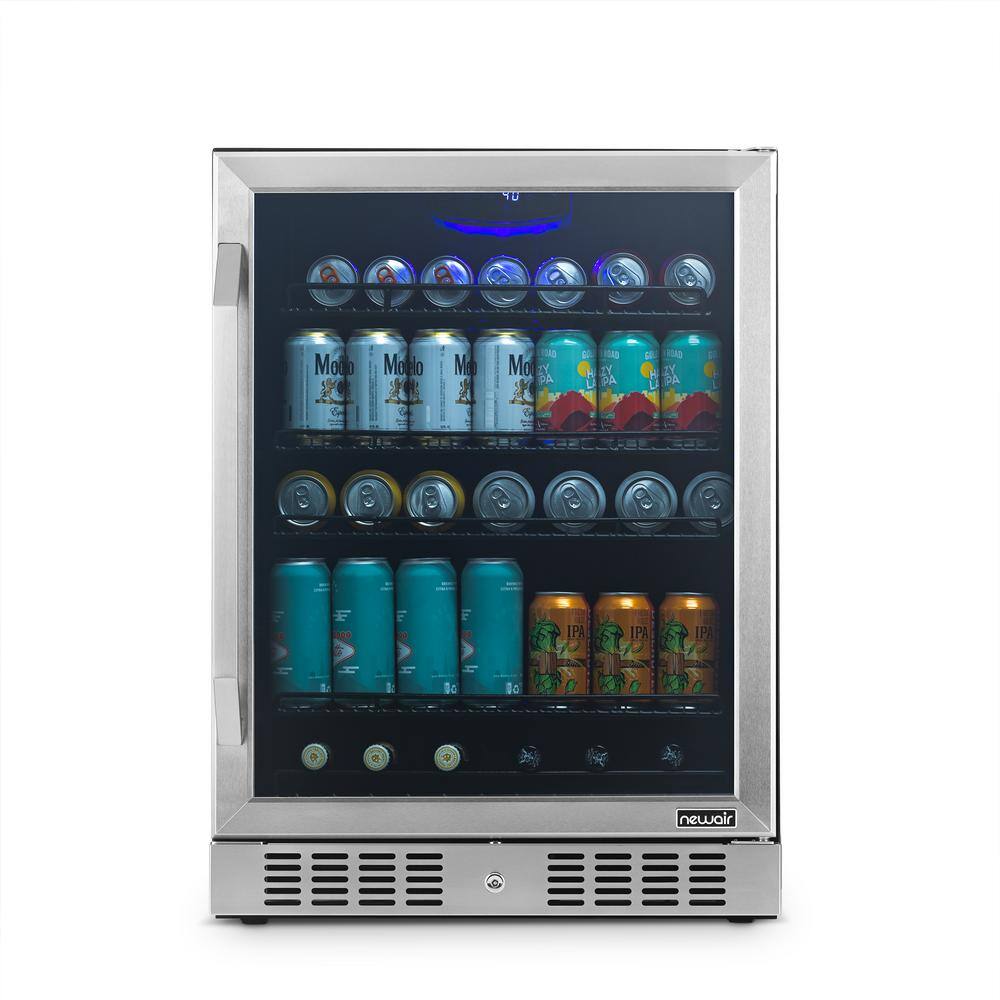 NewAir 24 in. 177 Can Capacity Built-in or Freestanding Beverage Refrigerator and Cooler NBC177SS00