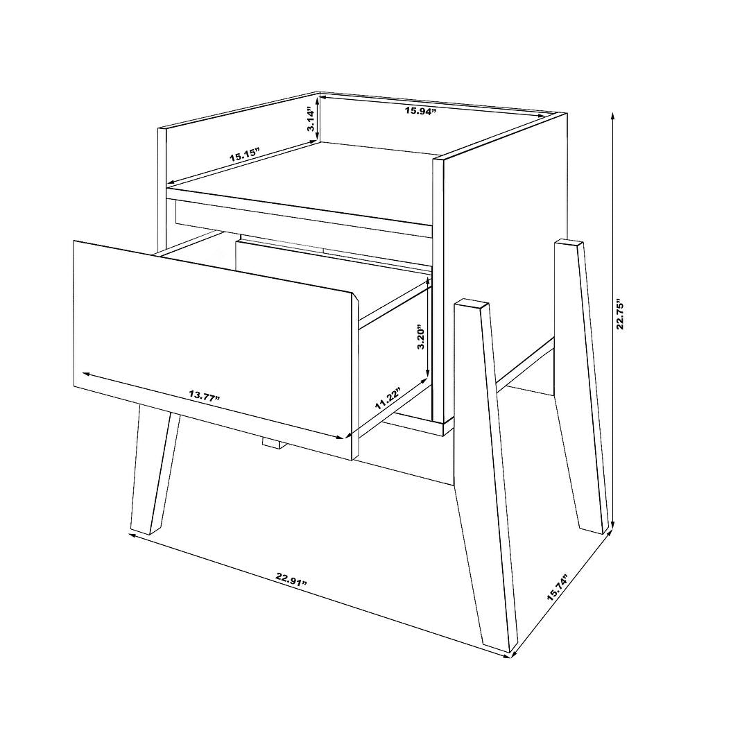 Manhattan Comfort Essence 1-Full Extension Drawer Nightstand in Off White