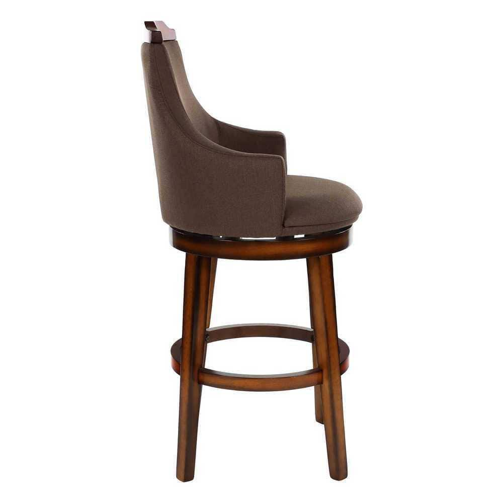 EVERGLADE HOME Toulon 45 in. Burnished Oak Full Back Wood Frame Swivel Pub Height Bar Stool with Fabric Seat (Set of 2) LX-5447-29FAS