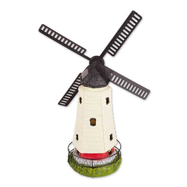 Polyresin Solar Windmill Lighthouse Sculpture Off white Zingz amp Thingz