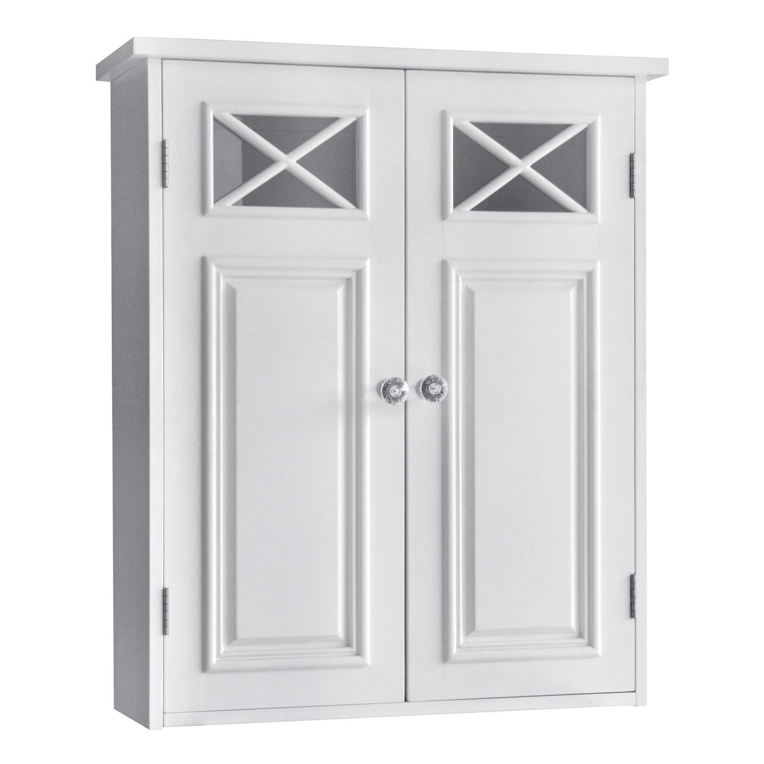 Teamson Home Dawson Wooden Wall Cabinet with Cross Molding and 2 Doors， White