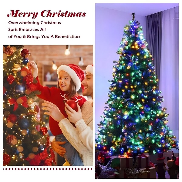 SUGIFT 7.5FT PreLit Artificial Christmas Tree with 400 LED Multicolor Lights，1405 PVC Branch