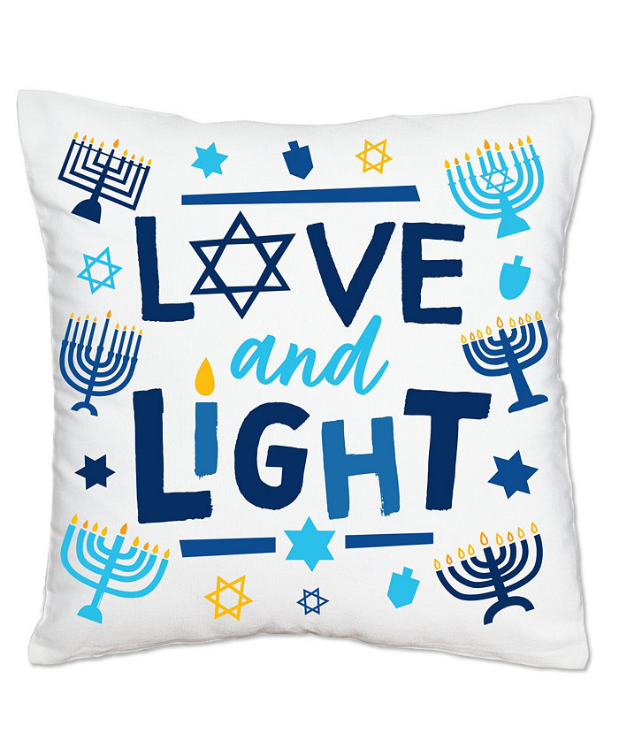 Big Dot of Happiness Hanukkah Menorah Chanukah Holiday Home Decorative Throw Pillow Cover 16