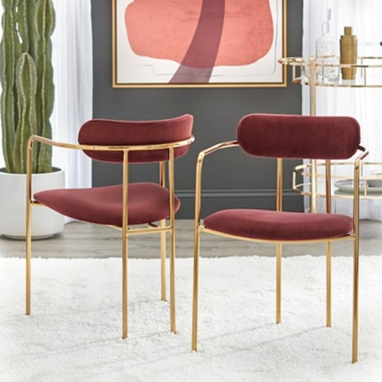 Set of 2 Healey Retro Velvet Dining Armchairs Fig - Buylateral