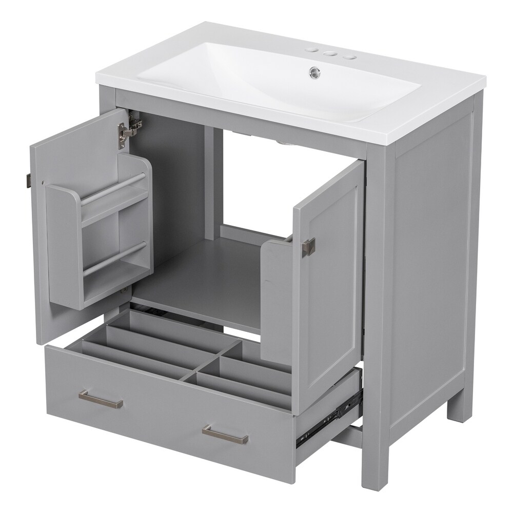 Multifunction Bathroom Vanity with Single Sink  Combo Cabinet Undermount Sink Storage Cabinet with Pull out Darwer  Grey