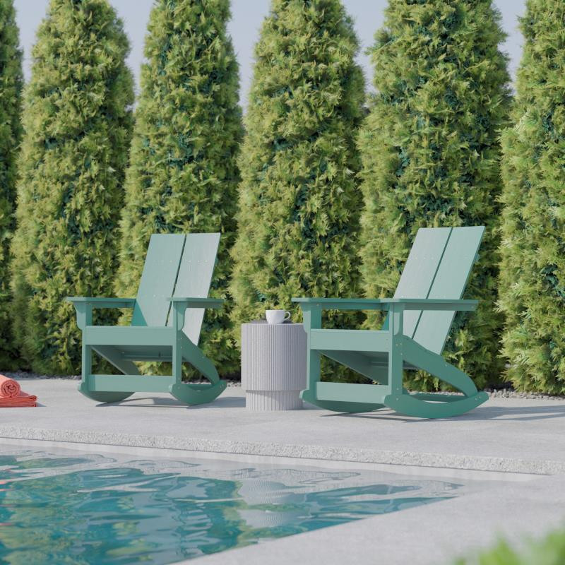 Finn Set of 2 Outdoor Rocking Adirondack Chair Rust Resistant Hardware   Contemporary   Outdoor Rocking Chairs   by Pot Racks Plus  Houzz