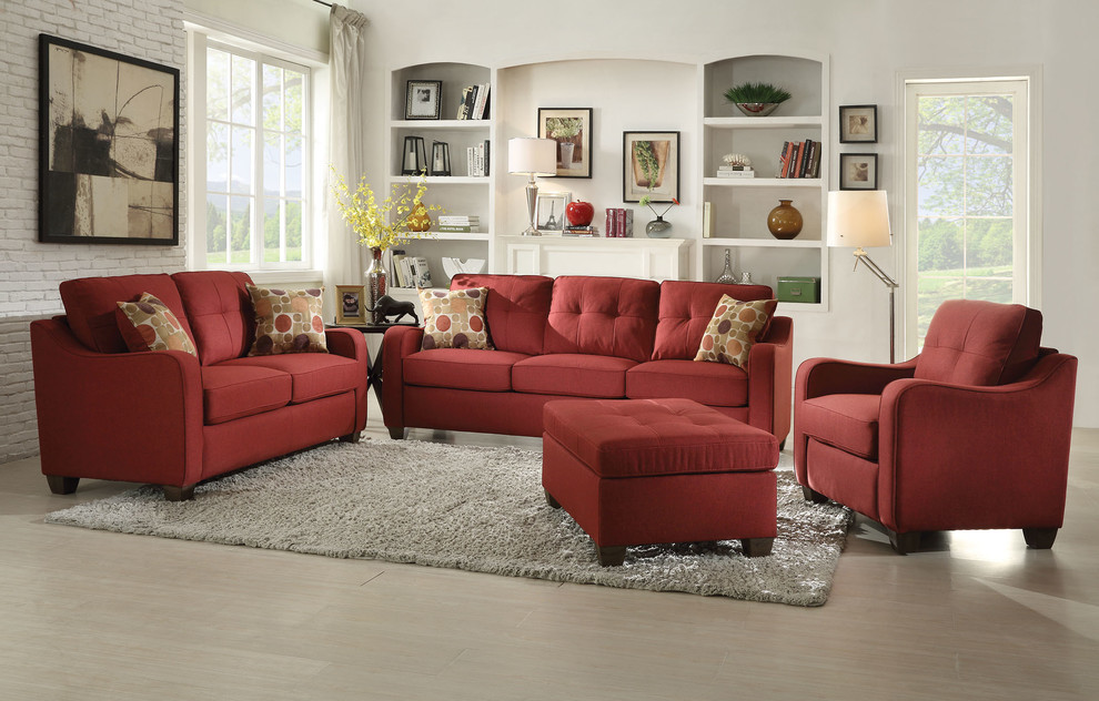 Cleavon II Sofa With 2 Pillows  Red   Contemporary   Sofas   by Acme Furniture  Houzz