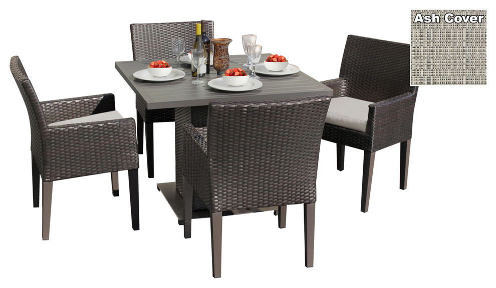 Barbados Square Dining Table with 4 Chairs Aruba   Tropical   Outdoor Dining Sets   by TKClassics  Houzz