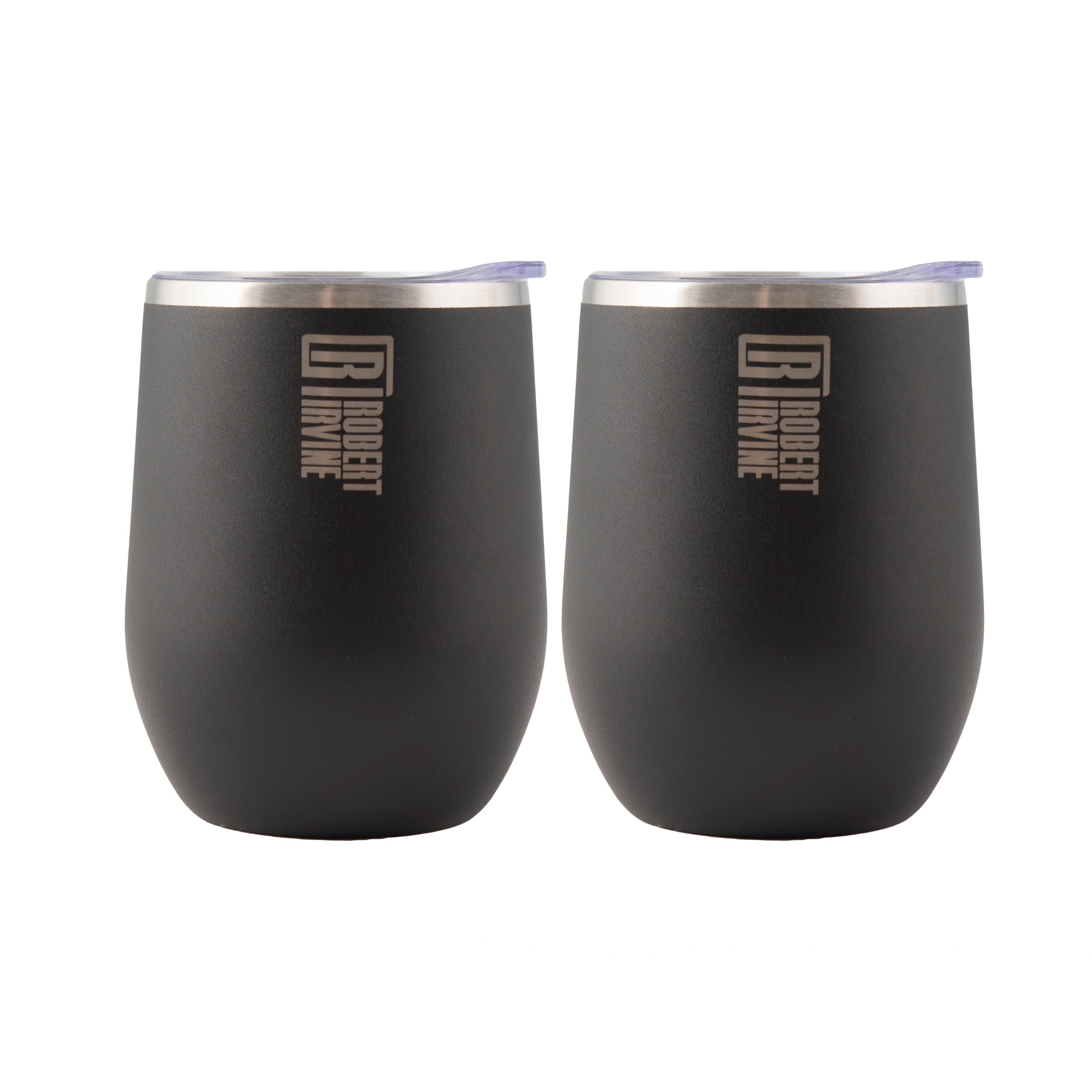 Robert Irvine 12 Oz Black Wine Tumblers, Set Of 2