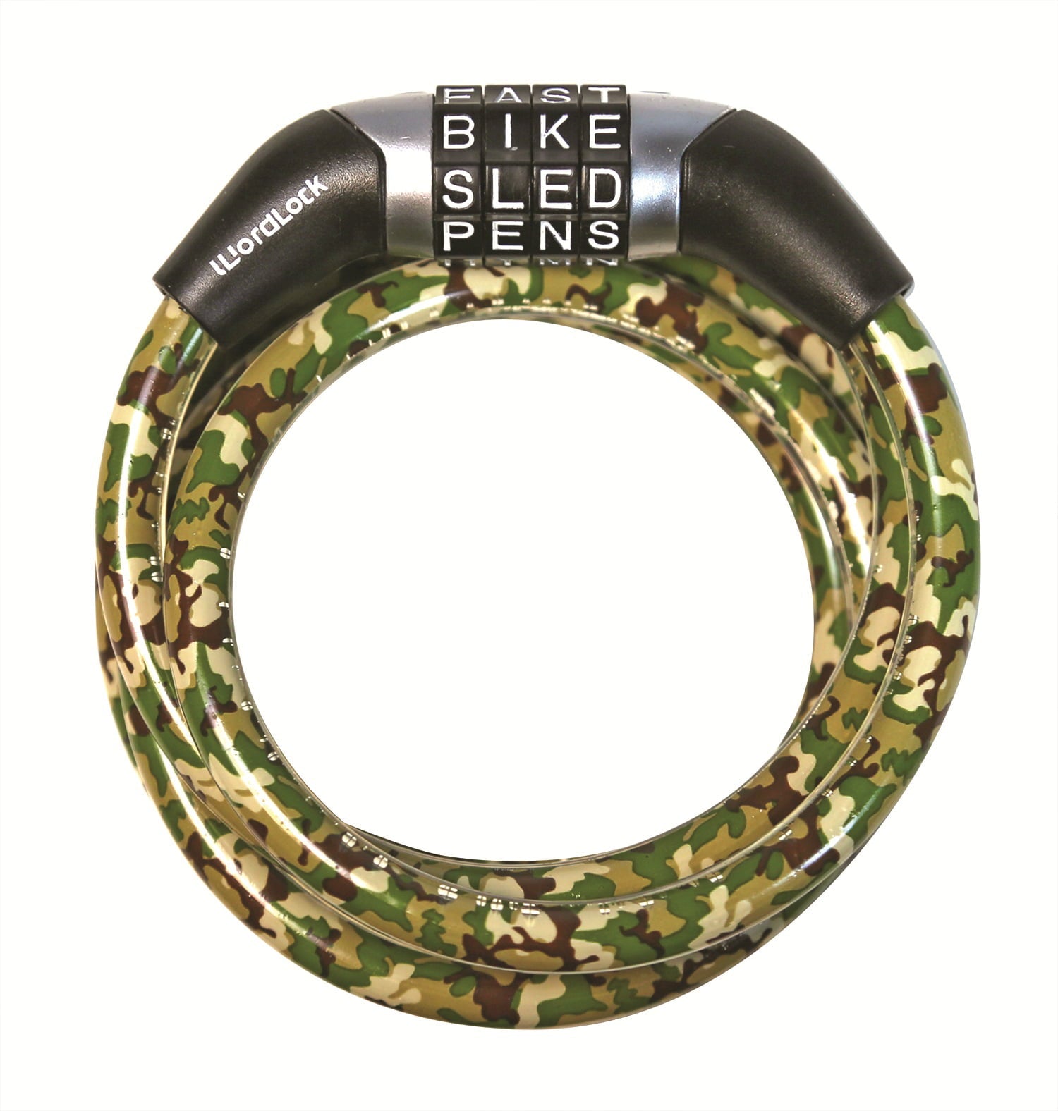 WordLock Camouflage Combination Bike Lock， 8 mm， Green Camo