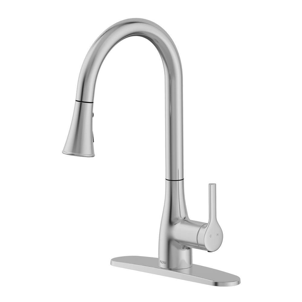 FLOW Classic Series Single-Handle Standard Kitchen Faucet in Brushed Nickel FLOWClassic-BN