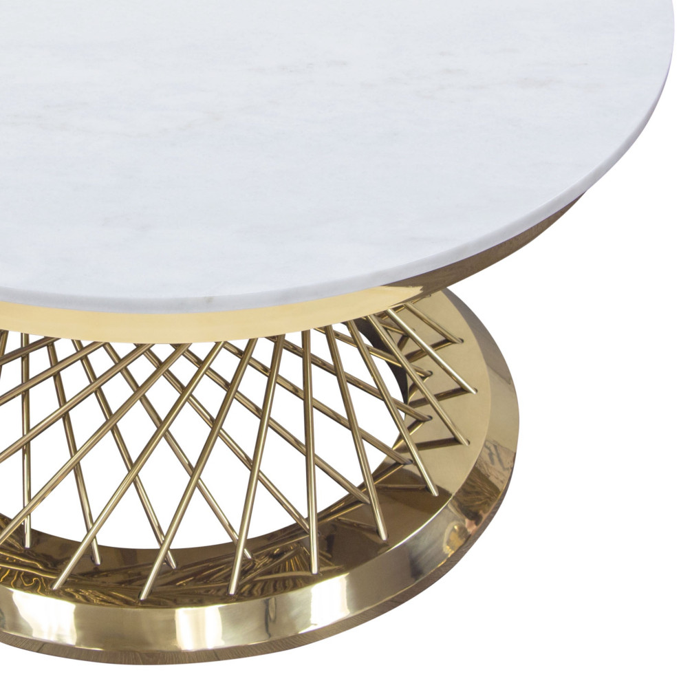 Solstice 35 quotRound Cocktail Table With Spiral Spoked Base  Gold   Contemporary   Coffee Tables   by clickhere2shop  Houzz