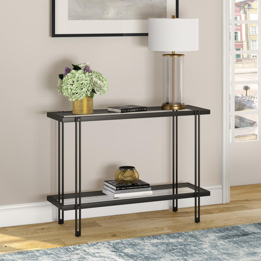 Inez 42  x27 x27Wide Rectangular Console Table in Blackened Bronze   Contemporary   Console Tables   by Homesquare  Houzz