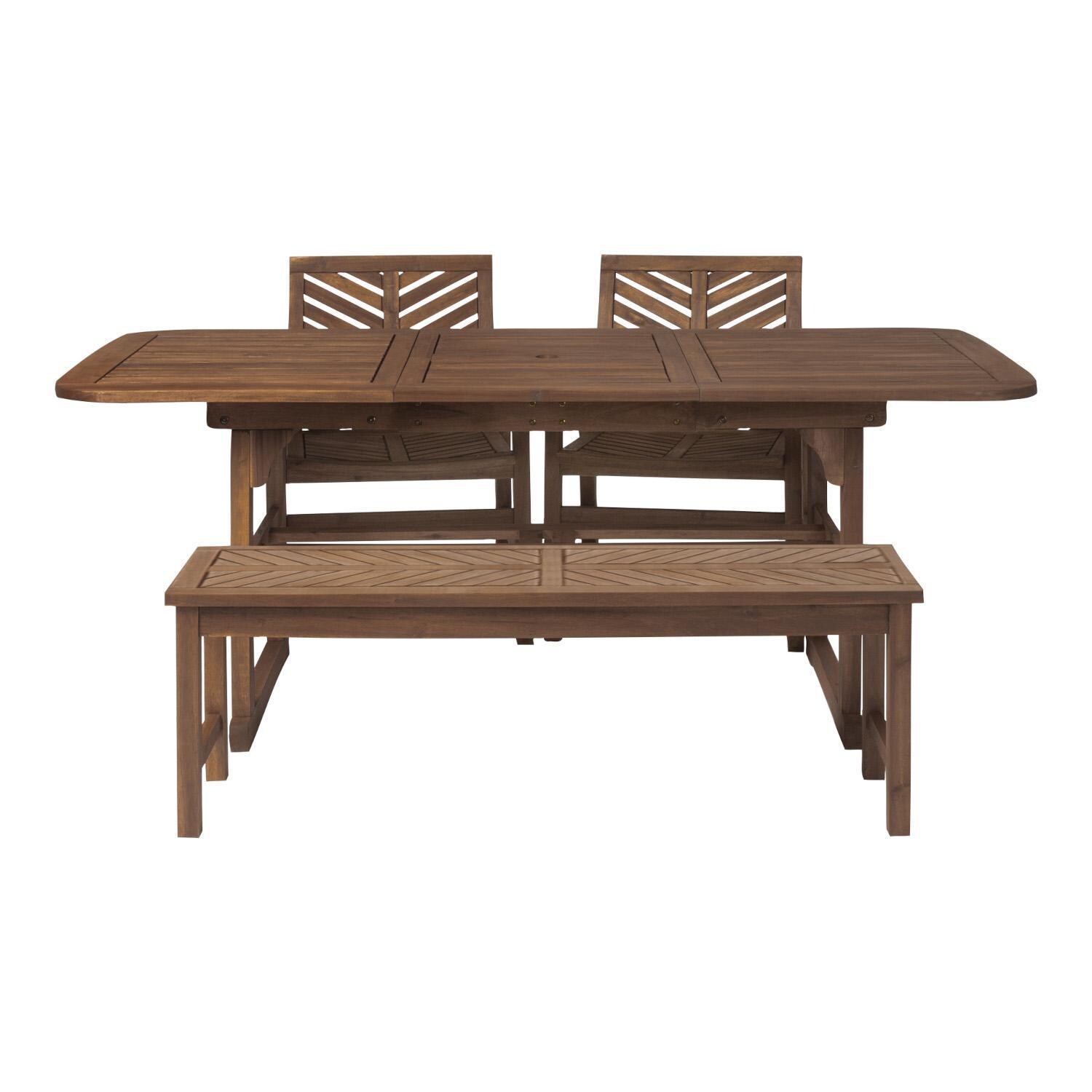 Ultimate Patio Wishlake 4 Piece Acacia Patio Dining Set W/ 55-79 X 35 Inch Extension Rectangular Table