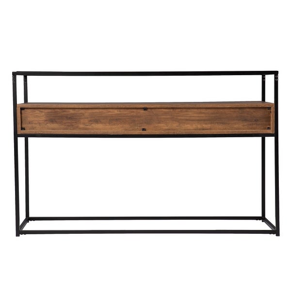 SEI Furniture Ottone Industrial Brown Wood Console Table