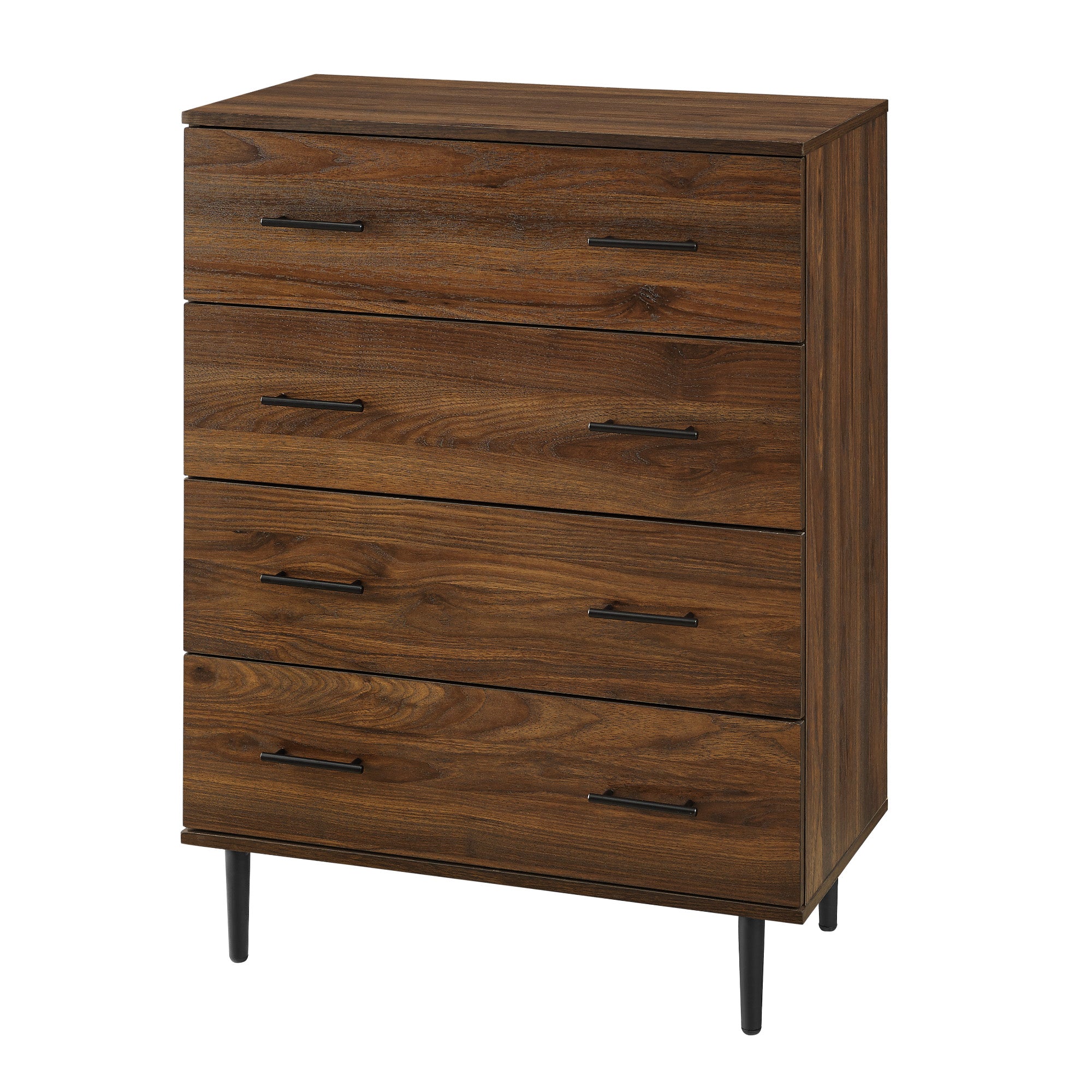 Manor Park Modern 4 Drawer Vertical Dresser, Dark Walnut