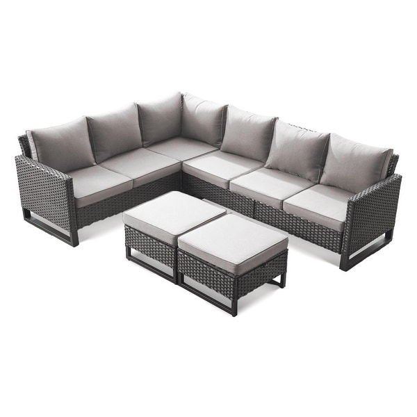 Outdoor Sectional Sofa Wicker Patio Conversation Sofa Set