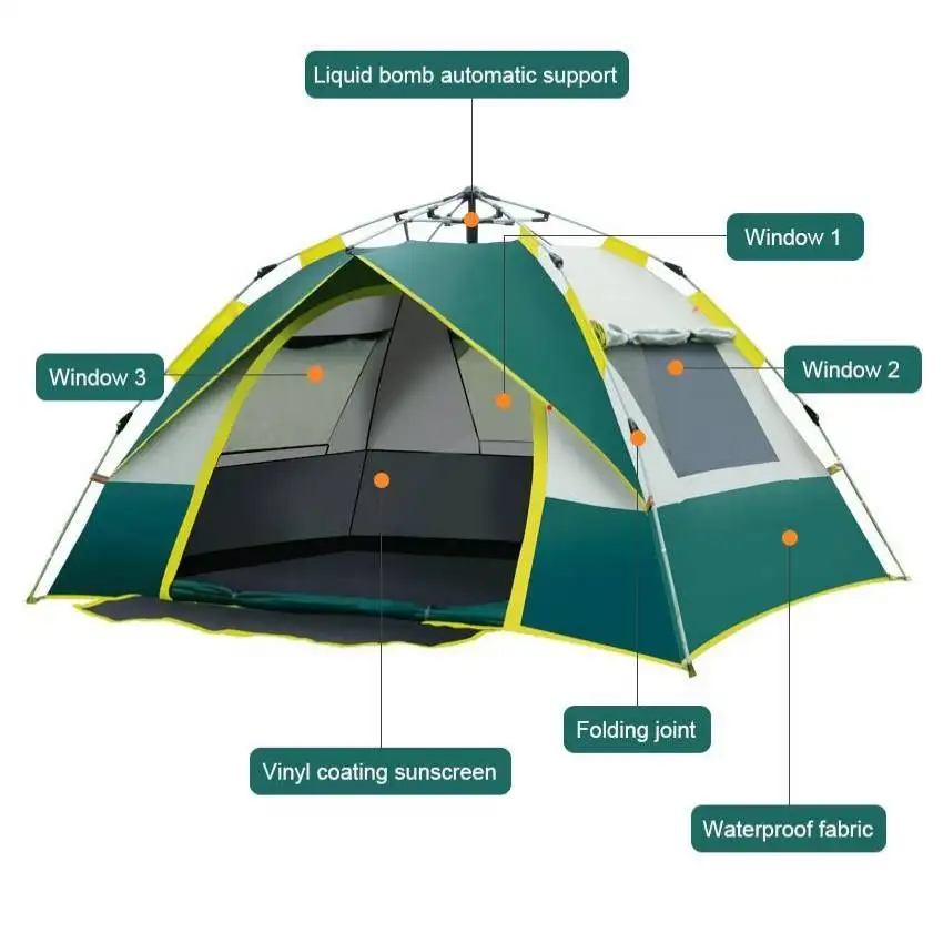 Outdoor Portable Camping Double Layer Picnic Automatic Waterproof Instant Pop Up Tent