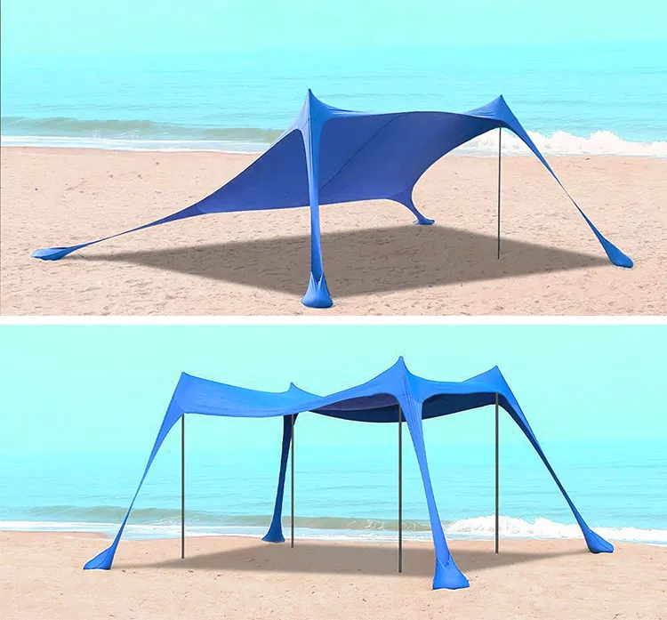 blue sun shelter beach tent canopy custom design /canopy tent/big canopy tent with sand bags easy up beach